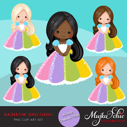 Unicorn Clipart Rainbow, spring, summer little girl graphics