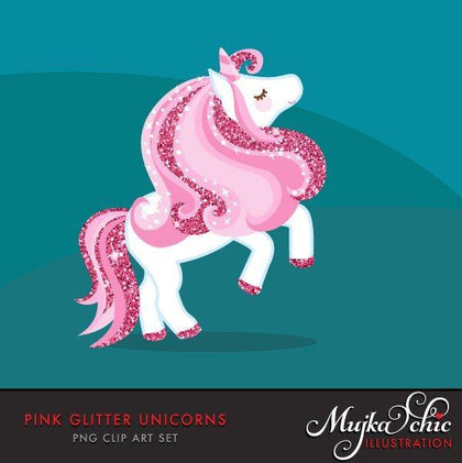 Pink Glitter animal, Unicorn Clipart spring