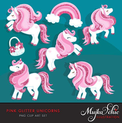 Animal rosa glitter, unicórnio Clipart primavera