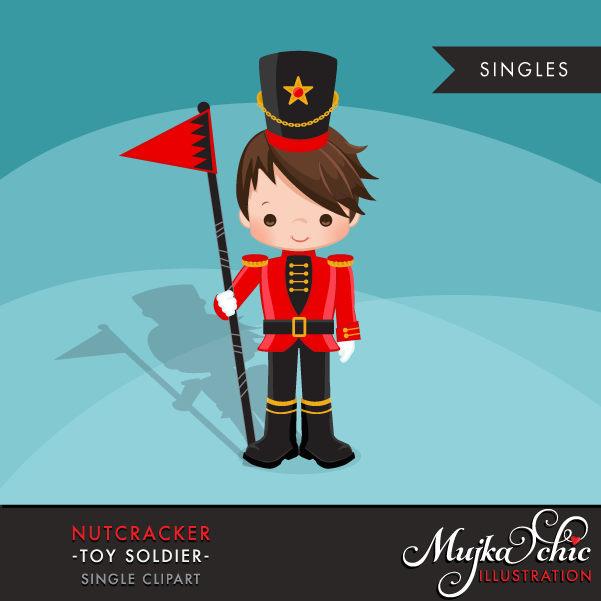 Nutcracker Clipart, Christmas graphics, Brunette boy soldier