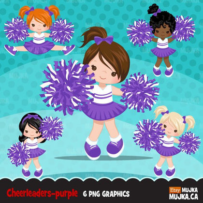 Purple Girl Cheerleader Clipart