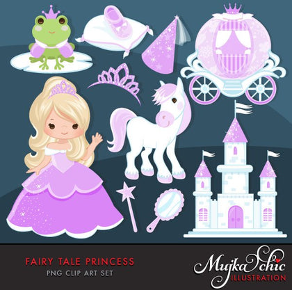 Fairy Tale Princess Clipart, purple girl