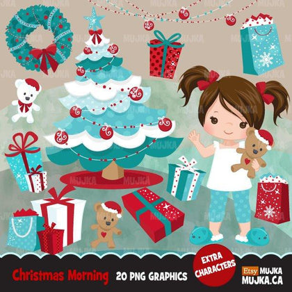 Christmas Clipart, Girl with presents