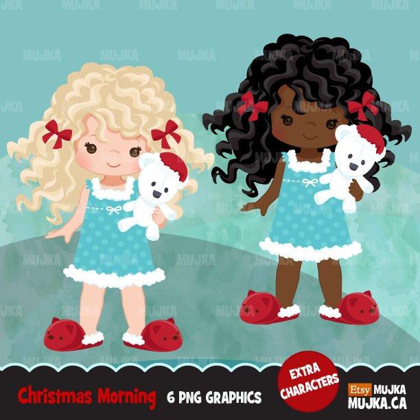 Christmas Clipart, Curly haired girl