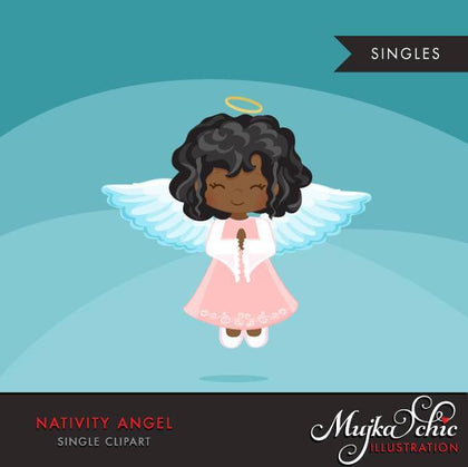 Nativity Angel Clipart, black girl in christmas religious