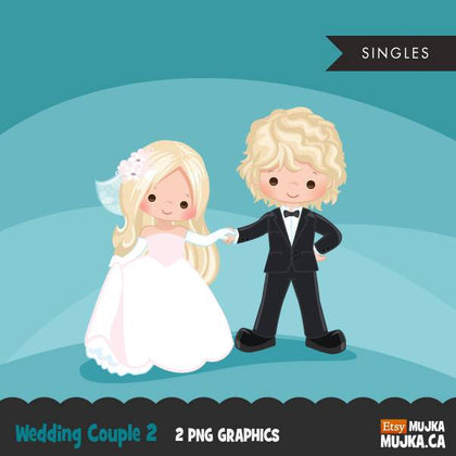 Wedding couple clipart, blonde girl and boy dancing