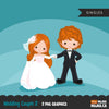 Wedding couple clipart, red blonde girl and boy