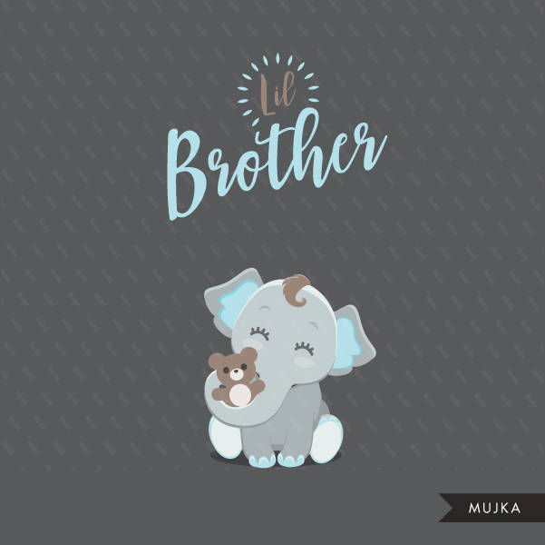 Blue elephant baby shower clipart