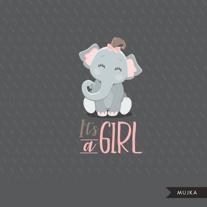 Cute animal, elephant baby shower clipart