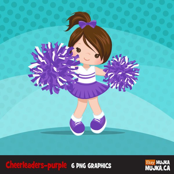 Purple Girl Cheerleader Clipart