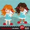 Christmas Clipart, Curly haired girl
