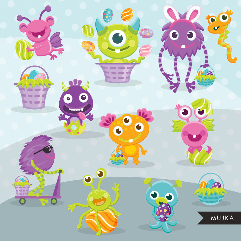 Cute Easter  Monsters clipart, Easter animal