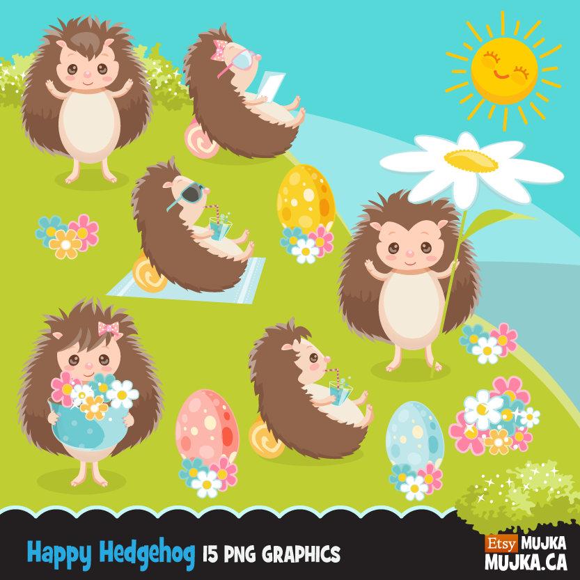 Hedgehog CLIPART, cute spring animals