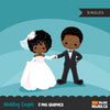 Wedding couple clipart, black girl and boy