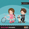 Sporty girl and boy clipart