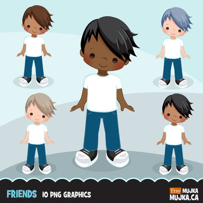 Little boy clipart graphics, friends