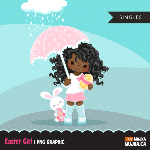 Easter spring clipart black girl
