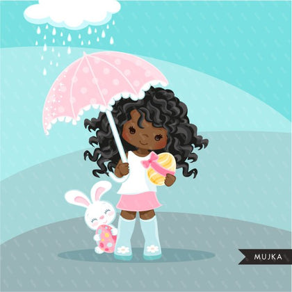 Easter spring clipart black girl
