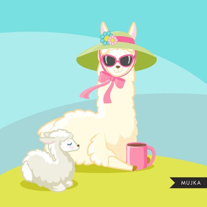 Llama clipart, animal easter, spring, mother's day quotes