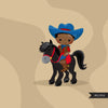 Cowboy Clipart. Wild West Cute Cowboy Clipart- Red & Blue