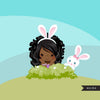 Easter African American black Girl clipart