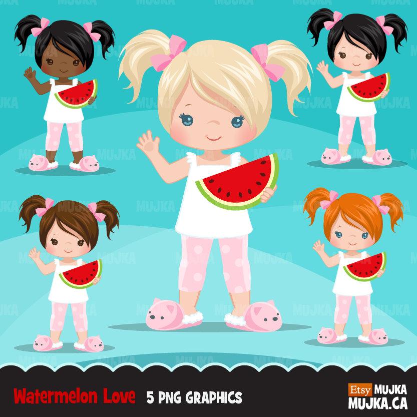 Watermelon clipart Little girl graphics