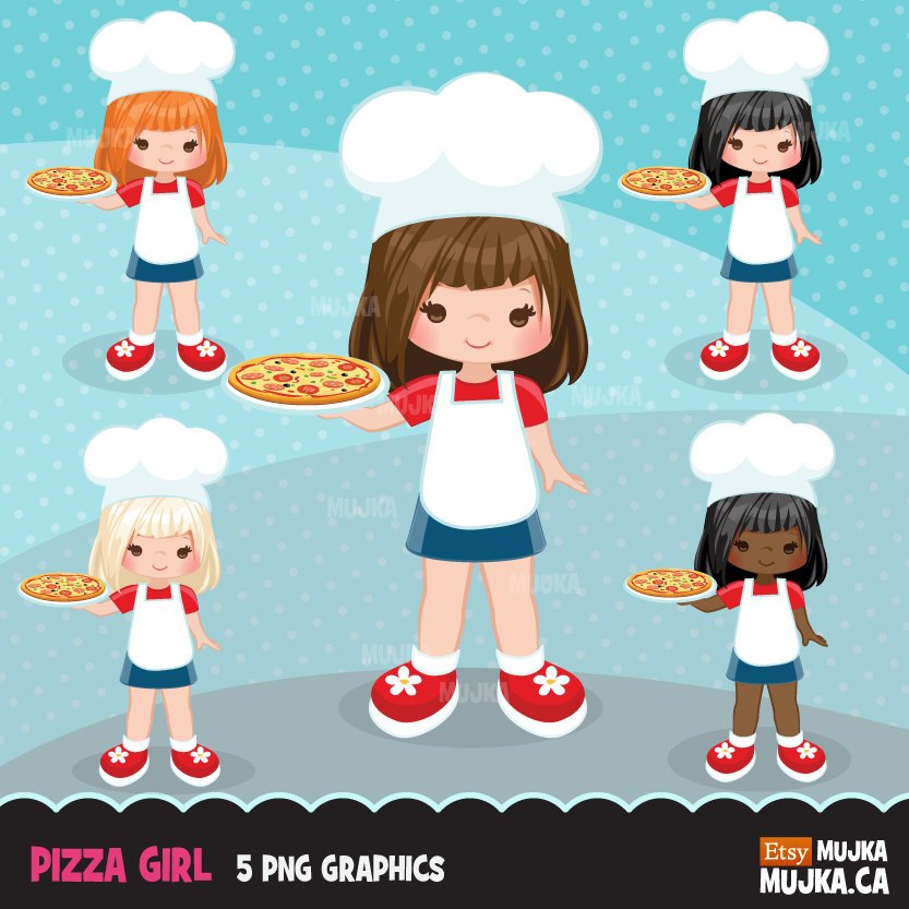 Pizza Chef Clipart, girl chef