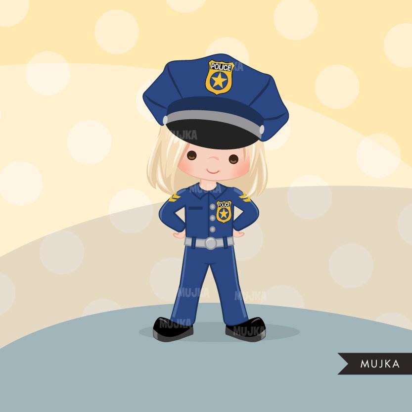 Cops, Girl police officer clipart