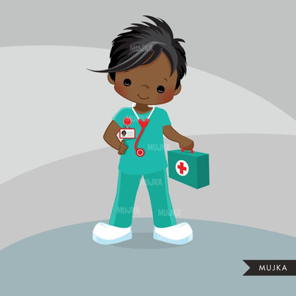 Male Nurse Clipart, Cute boy nurse