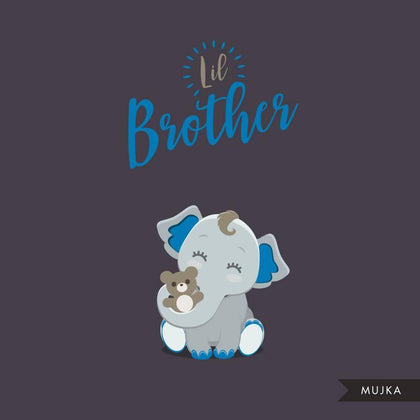 Blue elephant baby shower clipart
