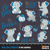 Blue elephant baby shower clipart