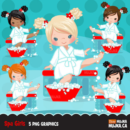 Spa party girl clipart graphics