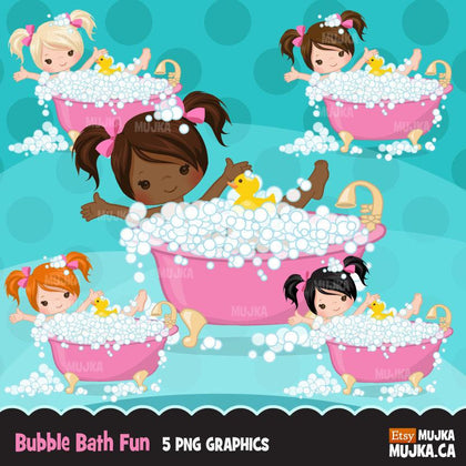 Spa party girl clipart graphics, bath