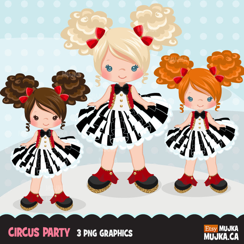 Glitter Circus party girl clipart
