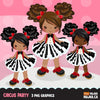 Glitter Circus party black girl clipart