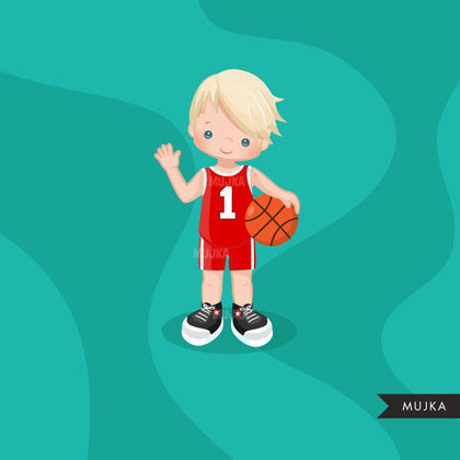 Basketball Red Boy clipart