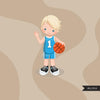 Basketball blue jersey boy clipart
