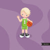 Basketball boy green basketball clipart