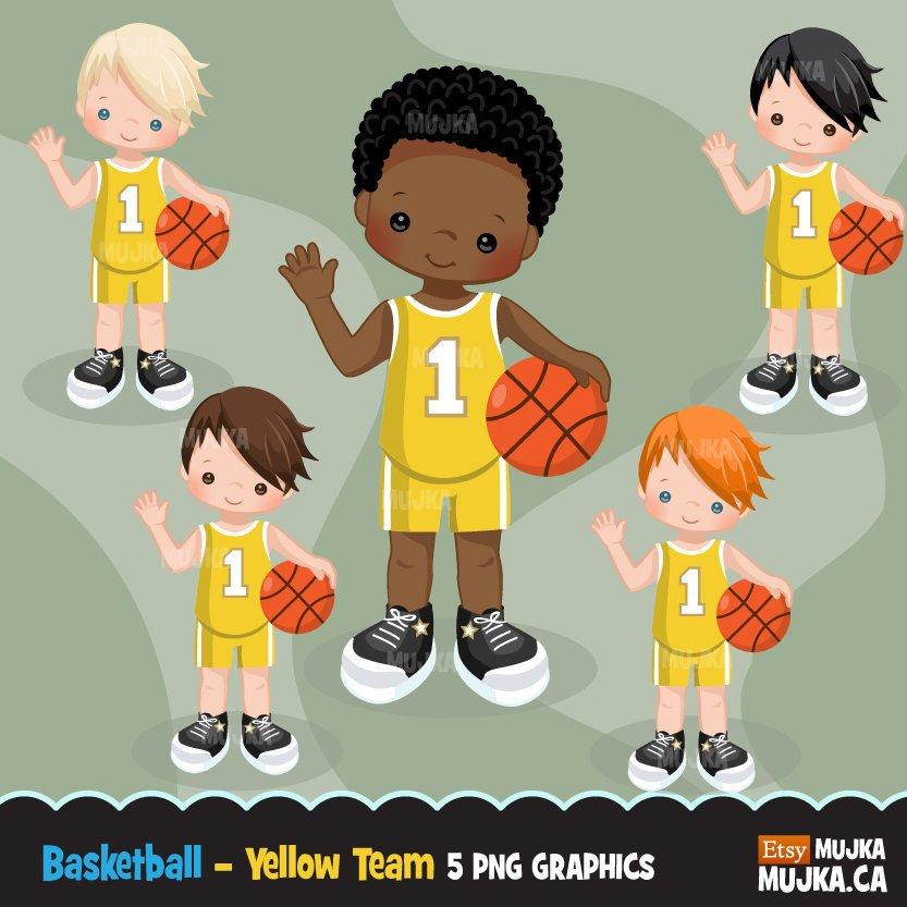 Basketball Boy yellow jersey clipart