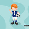 Soccer clipart, boy in blue jersey
