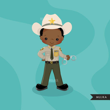 Sheriff, Cops, police officer clipart, boy clipart