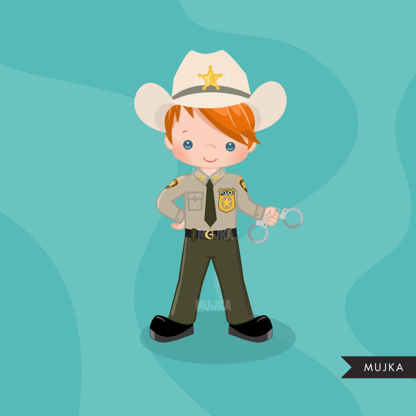 Sheriff, Cops, police officer clipart, boy clipart