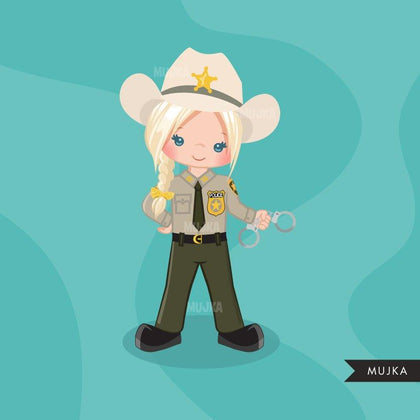 Sheriff, Girl Cops, female police officer clipart