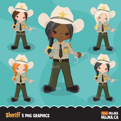 Sheriff, Girl Cops, female police officer clipart