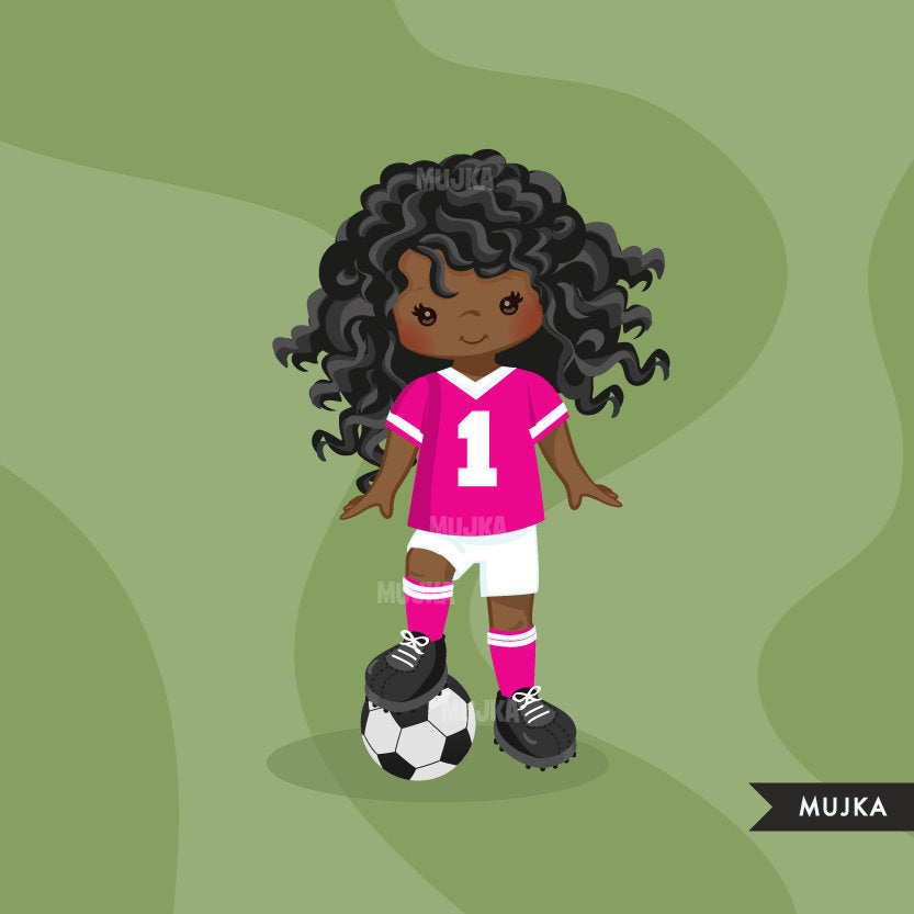 Clipart de fútbol, ​​chica con camiseta rosa fuerte