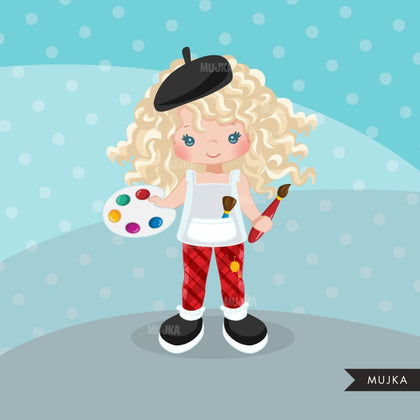 Black Artist painter Clipart - African American girl