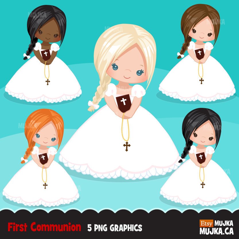 First Communion Clipart for Girl. Communion character religious