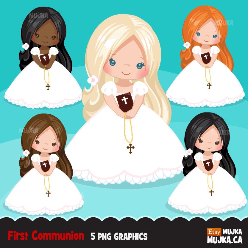 First Communion Clipart for Girl. Communion characters religious