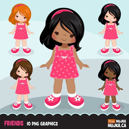 Little girl clipart graphics, friends