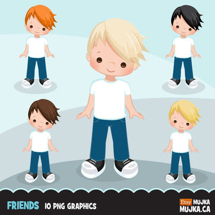 Little boy clipart graphics, friends